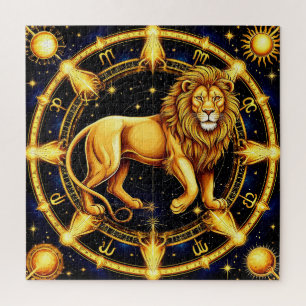 Lion Zodiac Symbol Over Celestial Starry Backgroun Jigsaw Puzzle