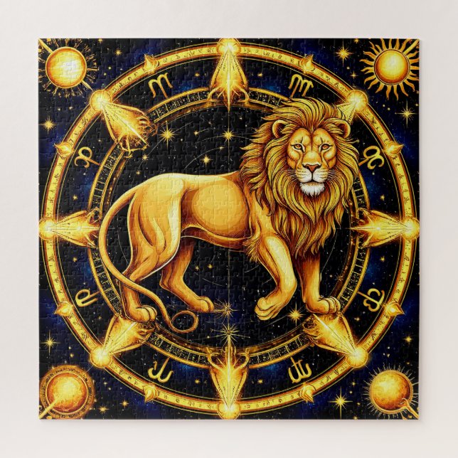 Lion Zodiac Symbol Over Celestial Starry Backgroun Jigsaw Puzzle (Vertical)