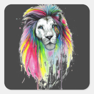 lion,zoo,animal,animals,dangerous,predatory,colors square sticker