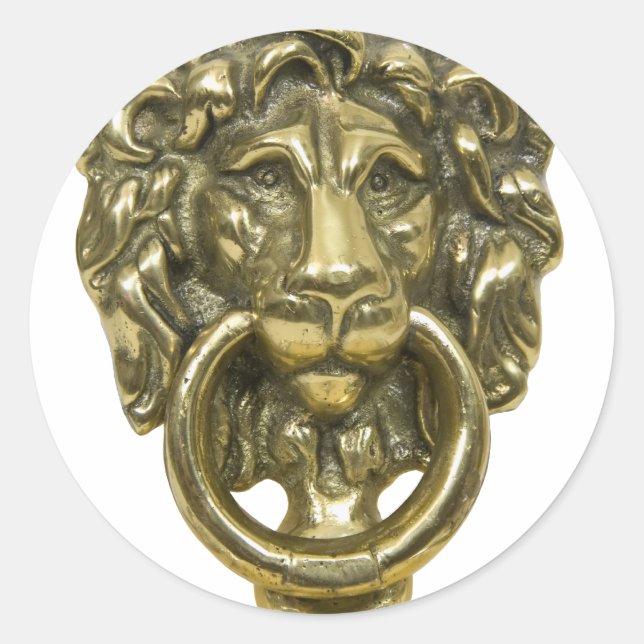 LionDoorKnocker072509 Classic Round Sticker (Front)
