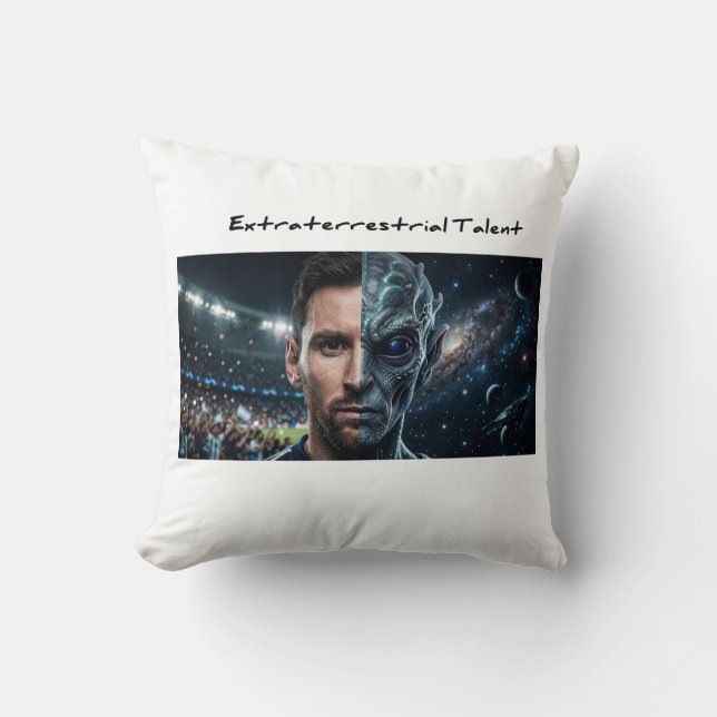 Lionel Messi Alien Goat - Modern Square Throw Pill Pillow (Front)