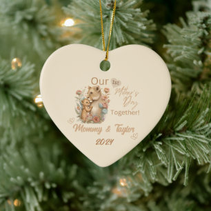 Lioness and baby, Our First Mother's day Together Ceramic Ornament