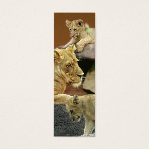 Customizable Lioness and Cubs Mini Bookmark / Business Cards
