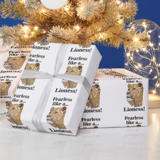 Lioness Animal Fearless Birthday Wrapping Paper
