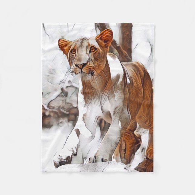 Lioness digitally edited fleece blanket (Front)