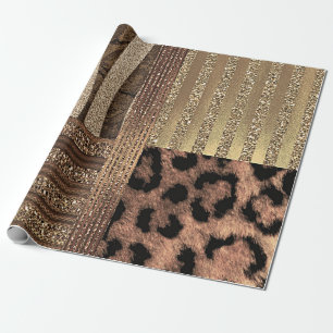 Lioness Gold Glam Safari Jungle Chic Modern Party Wrapping Paper
