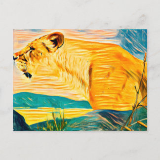 Lioness head postcard