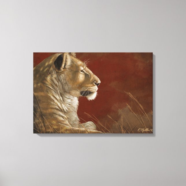 Lioness in the Shade digital painting Canvas Print (Front)