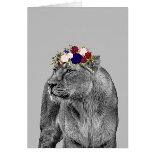 Lioness Lion Animal Girl Flower Crown Black White
