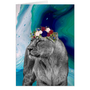 Lioness Lion Animal Girl Flower Crown Colorful