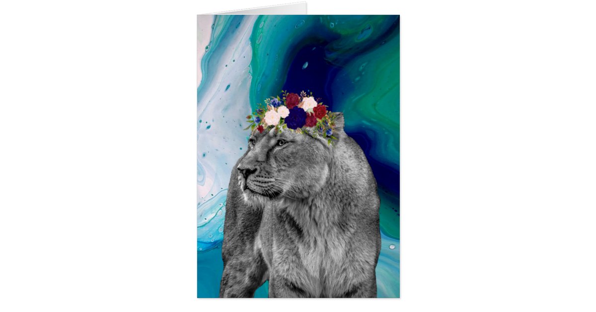 Lioness Lion Animal Girl Flower Crown Colorful Zazzle Com
