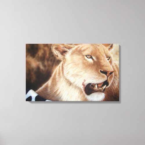 Lioness on her Kill Canvas Print