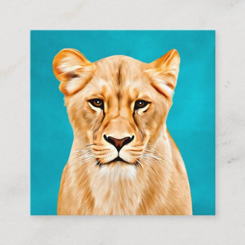 Lioness Portrait Painting Wild Life Lovers Gift Square Business Card