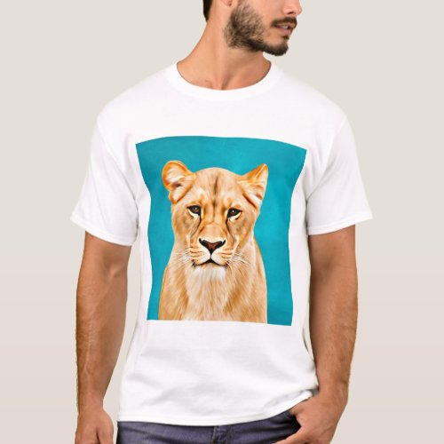 Lioness Portrait Painting Wild Life Lovers Gift T_Shirt