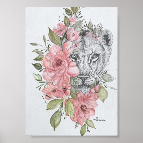 Lioness Premium Canvas Gloss Poster 5x7