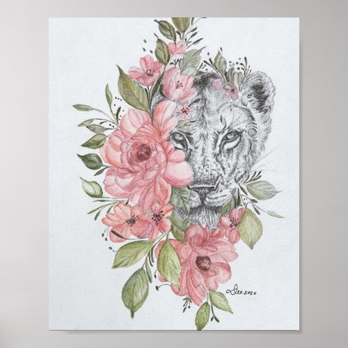 Lioness Premium Canvas Gloss Poster 8x10