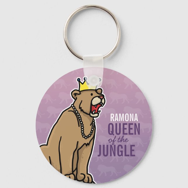 Lioness Queen of the Jungle, Add Child's Name Keychain (Front)