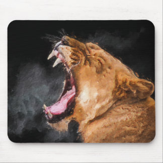Lioness Roaring Art Portrait Mouse Pad