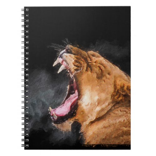 Lioness Roaring Art Portrait Notebook