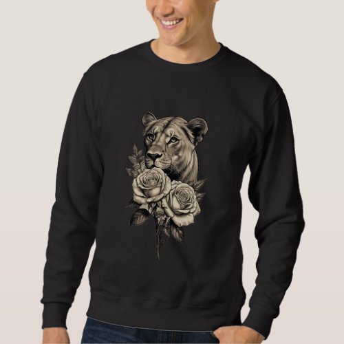 Lioness Rose Majestic Shoulder Tattoo T_Shirt Des Sweatshirt