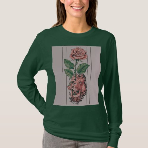 Lioness Rose Majestic Shoulder Tattoo Tee