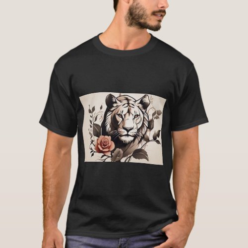 Lioness Rose Tattoo Artistry _ Express Your Streng T_Shirt