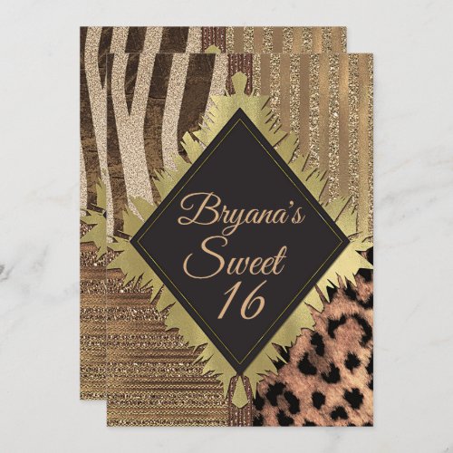 Lioness Safari Chic Jungle Glam Modern Birthday Invitation