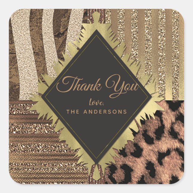 Lioness Safari Chic Jungle Glam Modern Favor Square Sticker (Front)