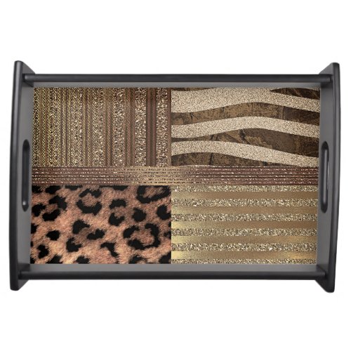 Lioness Safari Chic Jungle Glam Modern Sparkle Serving Tray