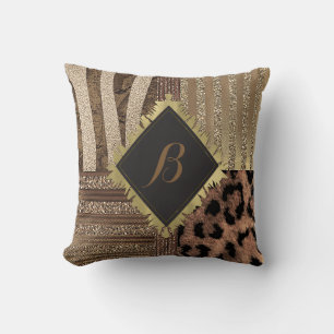 Lioness Safari Chic Jungle Glam Modern Sparkle Throw Pillow