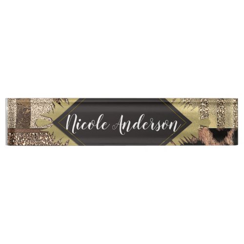 Lioness Safari Chic Jungle Glam Modern Trendy Name Plate