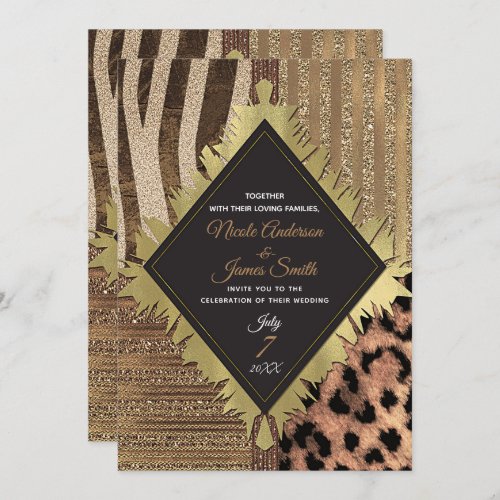 Lioness Safari Chic Jungle Glam Modern Wedding Invitation