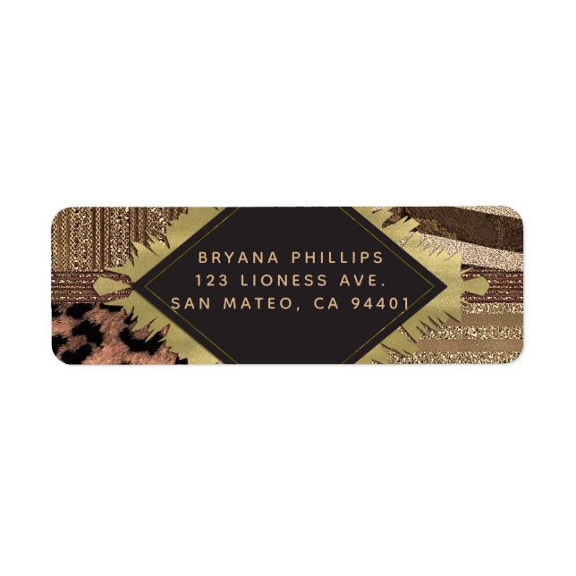 Lioness Safari Chic Jungle Glam Modern Wedding Label (Front)