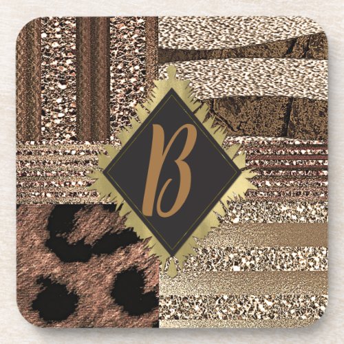 Lioness Safari Chic Jungle Gold Modern Sparkle Coaster