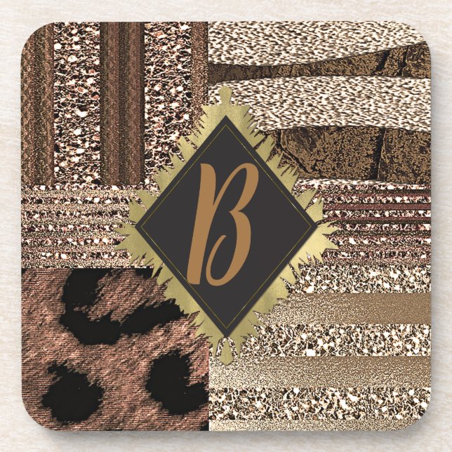 Lioness Safari Chic Jungle Gold Modern Sparkle Coaster (Front)