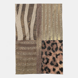 Lioness Safari Chic Jungle Gold Modern Sparkle Kitchen Towel