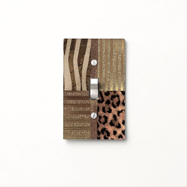 Lioness Safari Chic Jungle Gold Modern Sparkle Light Switch Cover (In Situ)