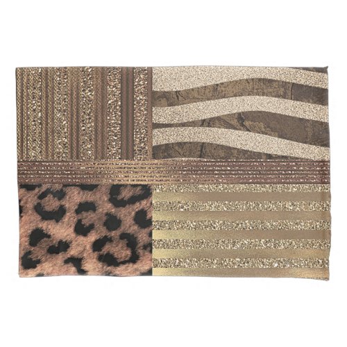 Lioness Safari Chic Jungle Gold Modern Sparkle Pillow Case