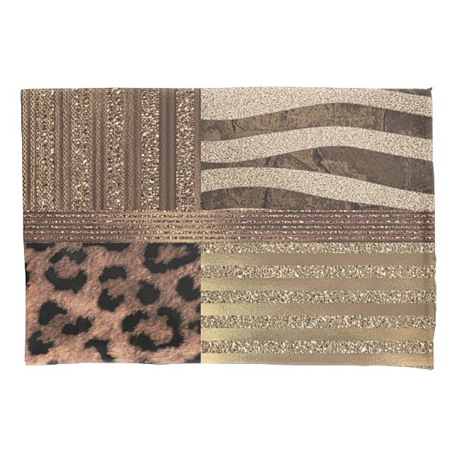 Lioness Safari Chic Jungle Gold Modern Sparkle Pillow Case (Front)