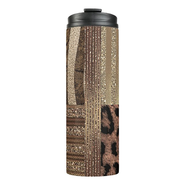 Lioness Safari Chic Jungle Gold Modern Sparkle Thermal Tumbler (Front)