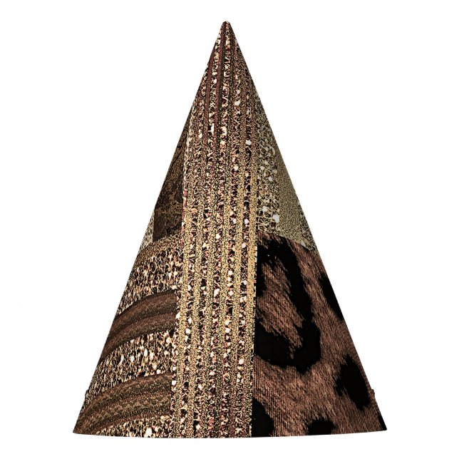 Lioness Safari Jungle Glam Modern Gold Sparkle Party Hat (Front)