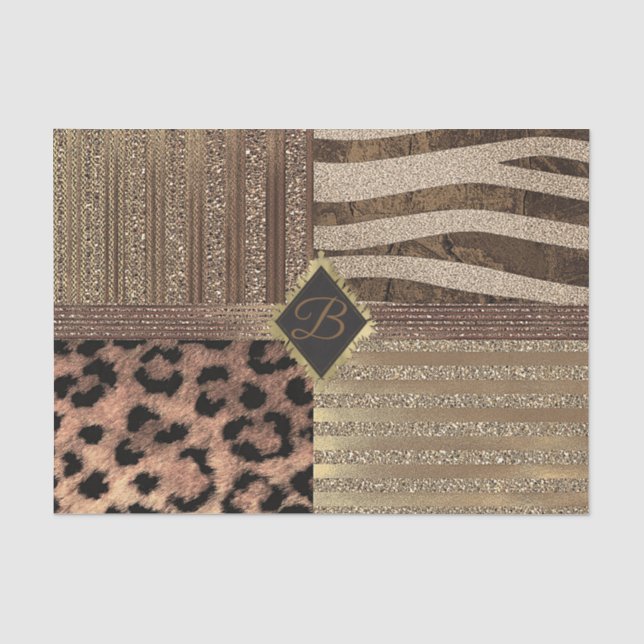 Lioness Safari Jungle Glam Modern Gold Sparkle Tissue Paper (Front)