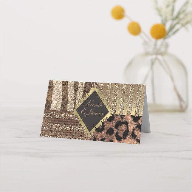 Lioness Safari Jungle Glam Modern Table Number Place Card (Front)