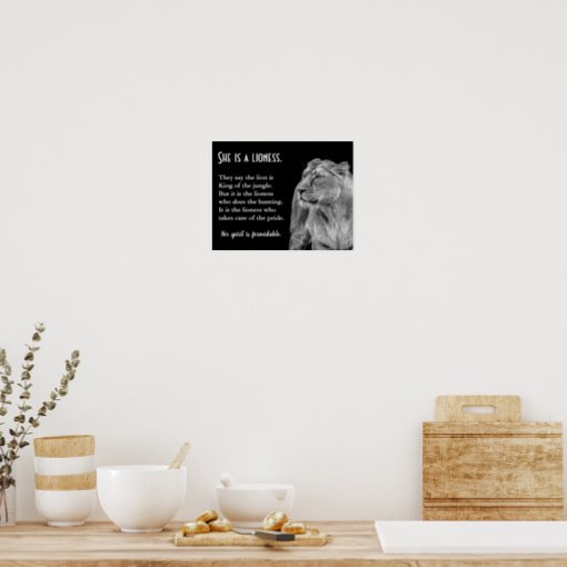 Lioness Themed Inspirational Poetry Poster | Zazzle