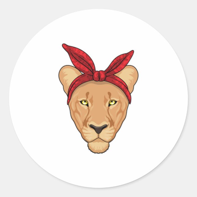Lioness with Bandana Classic Round Sticker (Front)