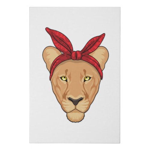 Lioness with Bandana Faux Canvas Print