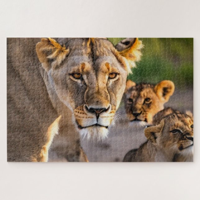 Lioness With Cubs Jigsaw Puzzle (Horizontal)
