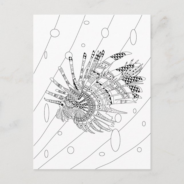 Lionfish Adult Coloring Postcard (Front)