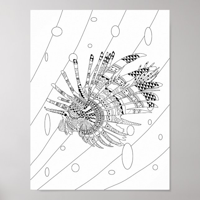 Lionfish Adult Coloring Poster (Front)
