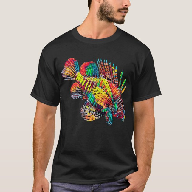 Lionfish Fish Colorful Design T-Shirt (Front)